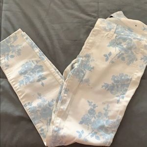AEO White and blue floral jeans